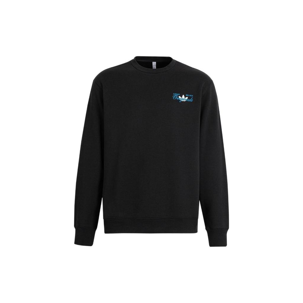 Adidas Originals Trefoil Solid Logo Print Crew Neck Sweatshirt Men Tops Black IM1204