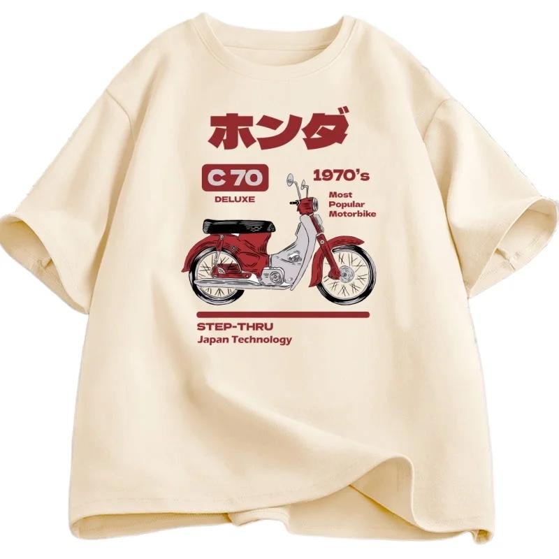 Japoński Styl Vintage Anime Samochód T-shirt dla Mężczyzn Kobiet Lato Drukowany T-shirt Luźny Wysokiej Jakości Okrągły Dekolt T-shirty Ubrania Lato