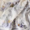 111Cm silk square scarf fresh blue pink floral four-leaf clover print silk wool silk scarf air conditioner shawl woman