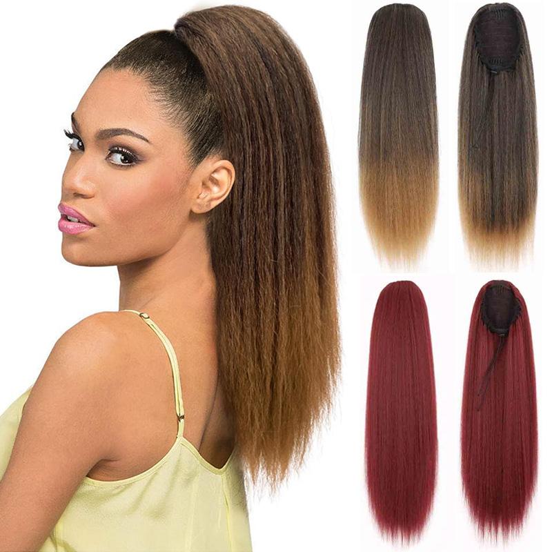 

LISI HAIR Synthetic Short Straight Puff Ponytail Extension Drawstring Clip In Ponytail Hair For Women Cosplay Party Wear 30CM