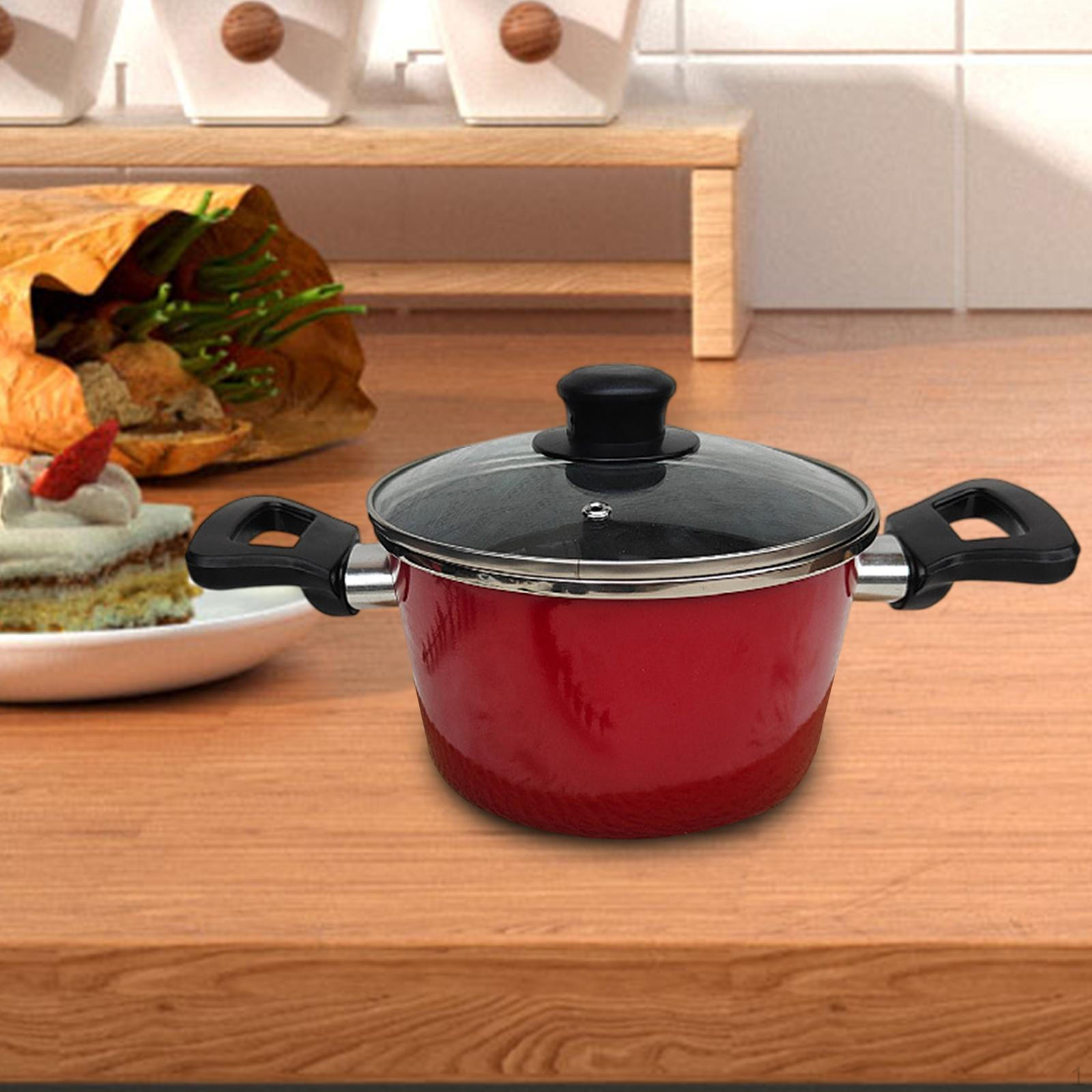 

Эмалированная кастрюля для готовки, легкая, с двумя короткими ручками, эмалированная посуда для бульона, чили, рагу 19cm красный