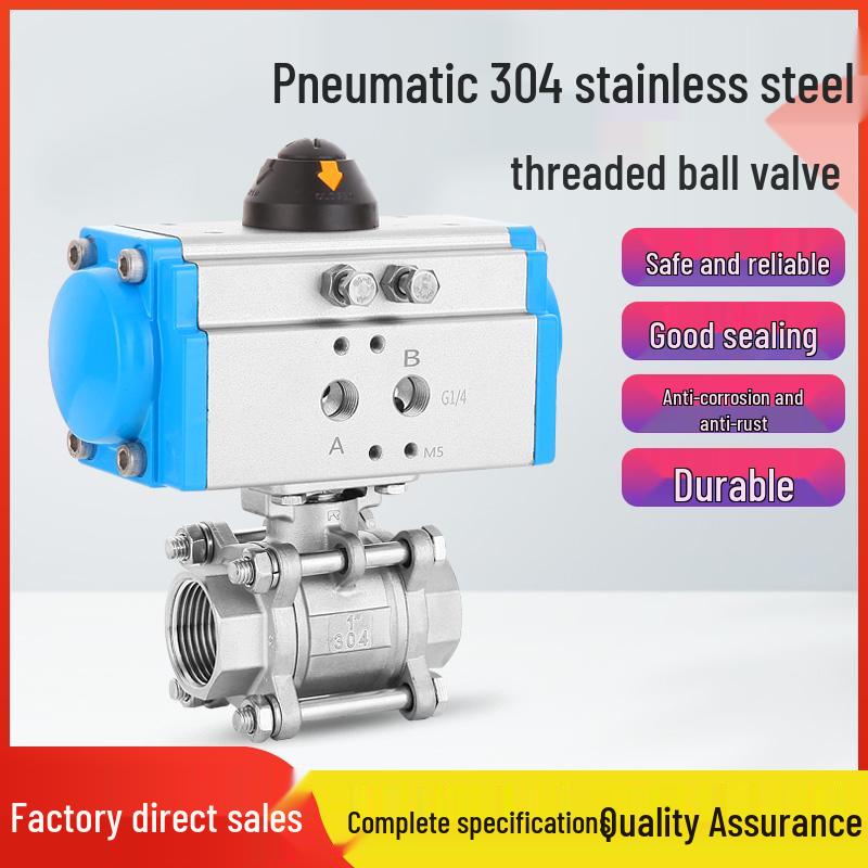 Q611F-16 Pneumatic 304 Stainless Steel Three-Piece Ball Valve, DN15-50 Sizes Available