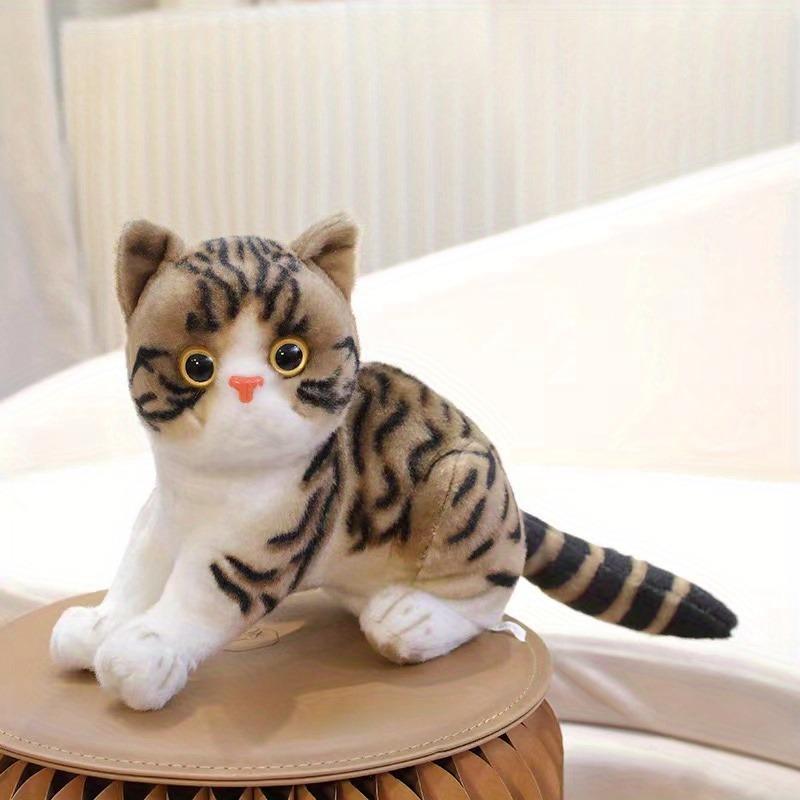 

Stuffed Lifelike Cats Plush Toy Simulation American Shorthair Cute Cat Doll Pet Toys Home Decor Gift кофейный