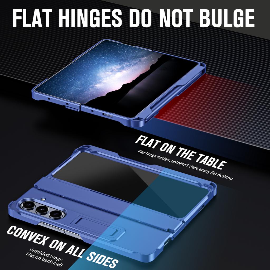 Full-Coverage Phone Case with Built-in Stand for Samsung Z Fold 7 6 5 4 with S Pen Tempered Glass Shield Hinge Protection Cover
