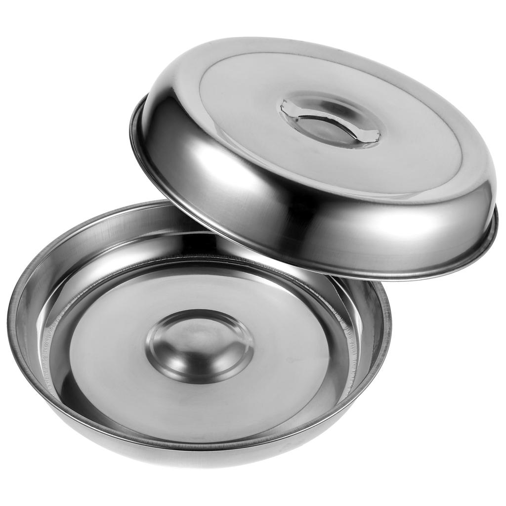 2 Pcs Vegetable Cover Cheese Grill Kitchen Cooking Hood Steak Food Round Dish Bakeware Tool Stainless Steel Household