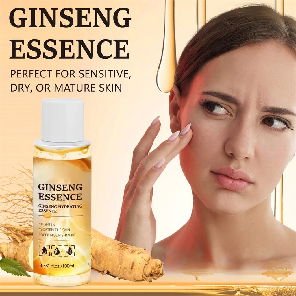 Facial Ginseng Liquid Deeply Moisturizes And Nourishes The Skin  , Making It Smooth And Firm And Brightens The Skin Tone  ,100ml  ,