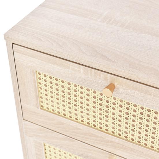Solid Wood Legs Large Capacity Drawer Cabinet Bedroom Nightstand Sideboard with 3 Drawers
