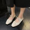 Mode Damen Flache Weiche Schnür-Slipper Weiblich Frühling Neue Mode Silber Mary Jane Einzelne Schuhe Damen Lässig Kleid Outdoor Ballerinas