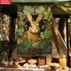 1Pc Realistic Rabbit In Green Leaves Forest Wall Tapestry Nature Animal Art Print Home Decor For Living Room Bedroom