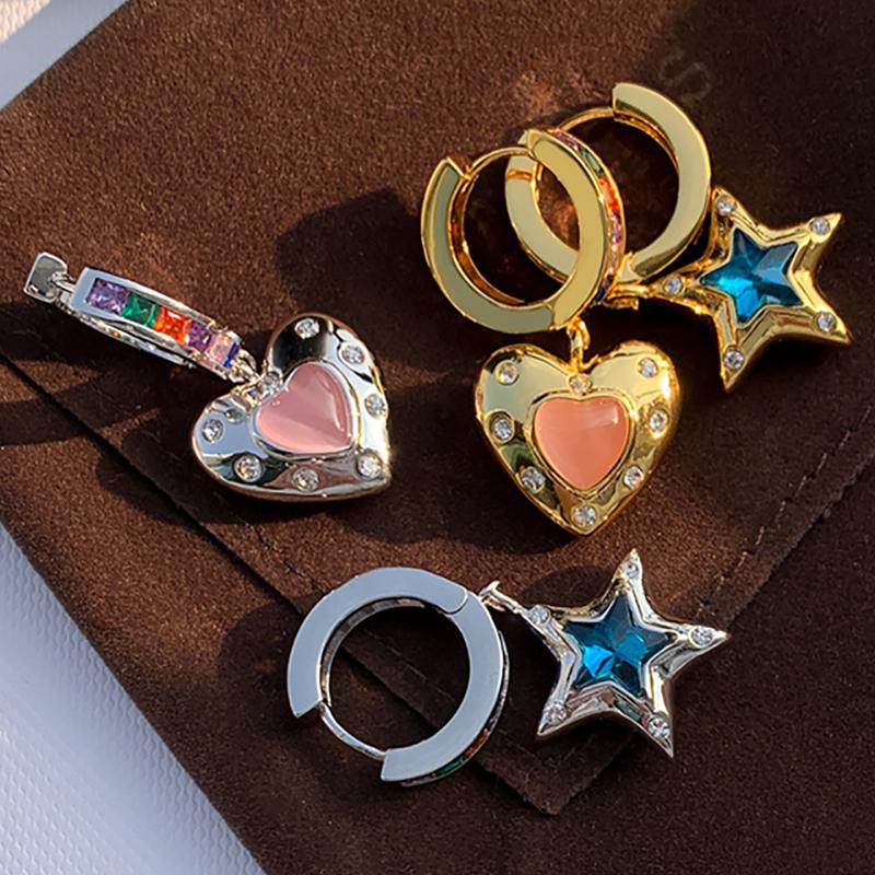 foxanry Zirkon Øredobber For Kvinner Elegant Klassisk Personlighet Kjærlighet Hjerte Geometrisk Bursdag Smykketilbehør Gaver