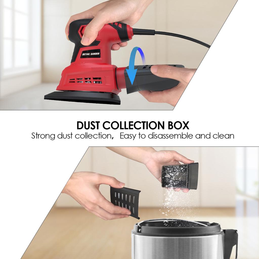 200W Detail Sander Compact Electric Sander with 20Pcs Sandpaper for Wood Woodworking Sanding Works
