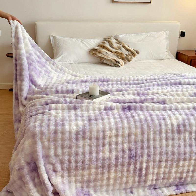 

Anti-static rabbit fleece blanket sofa blanket universal in all seasons without hair loss office nap blanket 100x150cm 1pcs фіолетовий