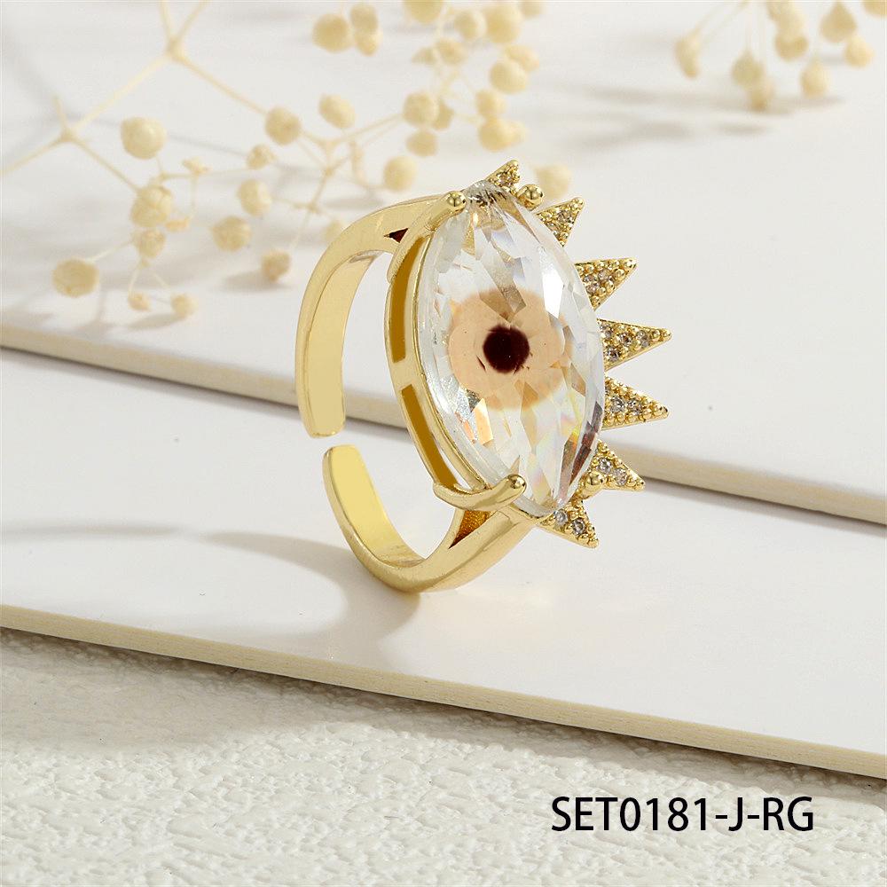 18K Gold-Plated Copper Evil Eye Ring with Zircon - High-End Luxury Women's Ins Style.