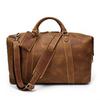 Bolsa de Viagem Masculina de Grande Capacidade em Couro Genuíno – Estilo Europeu e Americano, Couro Bovino de Camada Superior, Bolsa de Mão Casual para Fitness