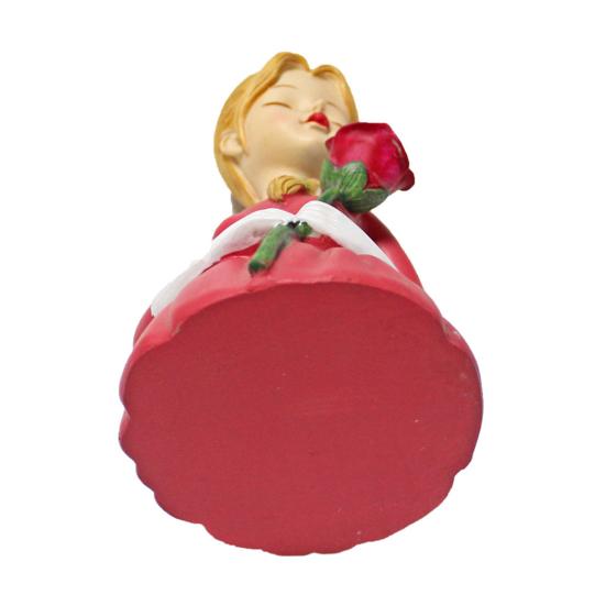 Mädchen mit Rosen Figur Handgefertigtes Harz Mädchen Blume Schreibtischstatue für Zuhause Büro Tisch Mittelstück