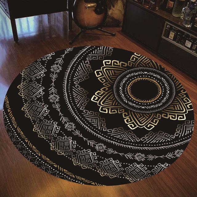 Runder Teppich im Bohemian-Mandala-Druckstil für Wohnzimmer, Schlafzimmer, Couchtisch, Bodenmatte, Bereichsteppich, Wohnkultur, Türmatte, Tapis