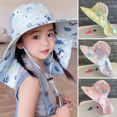 Sommer Baby Sonnenhut Bucket Cap mit Pfeife für Mädchen Jungen Outdoor Hals Ohrenschützer Anti UV Kinder Strandkappen