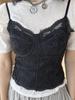 French Lace Boning Strap Camisole - Spring/Summer Slimming Textured Top for Women