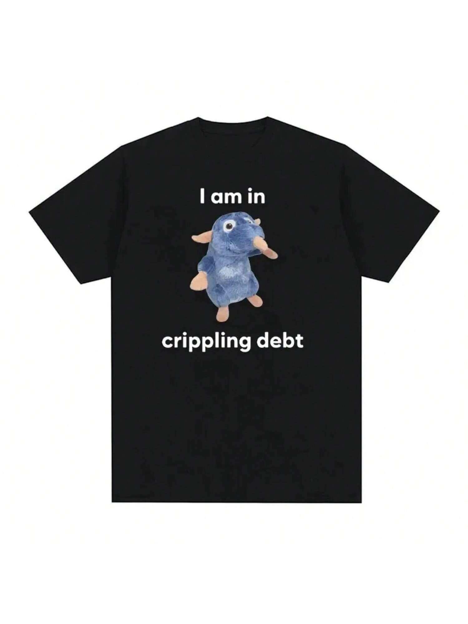 I Am In Crippling Debt Rat Plush Funny Meme T-Shirts unisex Wo unisex High Quality Casual Fashion Casual Round Neck Street Tops S разноцветный