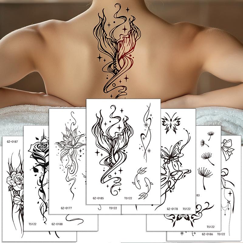 Herbal Juice Tattoo Sticker Waterproof Temporary Simulation Tattoo Flower Arm Tattoo Sticker