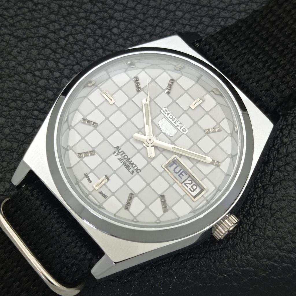 REFURBISHED SEIKO 5 AUTOMATIC MENS WATCH JAPAN MADE WHITE DIAL CUSTOM A440063-2 QV90-a440063