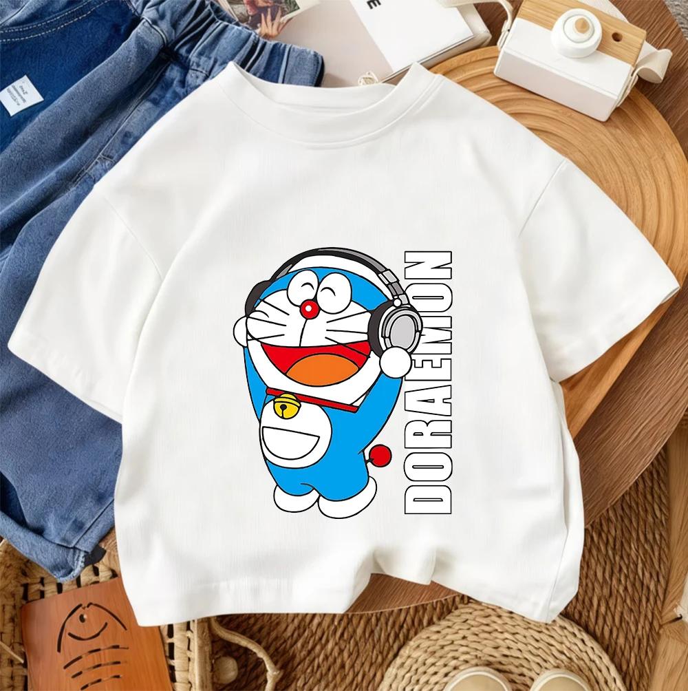2026 Summer Boys and Girls T-Shirt Cute Cartoon Doraemon Fashion 100