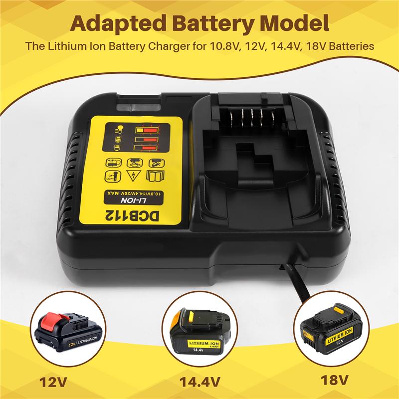 B03B-Dcb112 Li- Battery Charger For  10.8V 12V 14.4V 18V Dcb101 Dcb200 Dcb140 Dcb105 Dcb200 Black