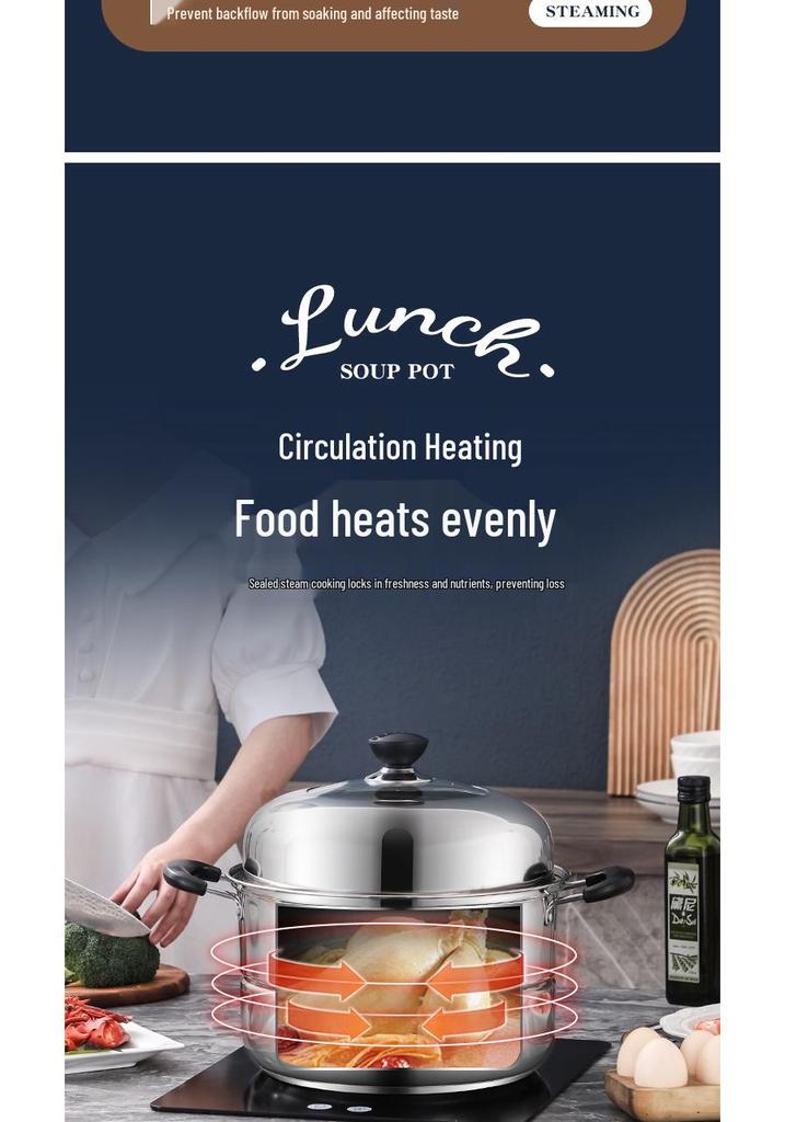 Large Capacity Stainless Steel Steamer Pot, Single & Double Layer, Multi-purpose for Induction & Gas Stoves, Ideal for Steaming Mantou.