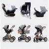 3-in-1 Baby Stroller Combined Car Seat Bassinet Trio Reversible Adjustable High Quality Puncture-Proof Wheels. Black