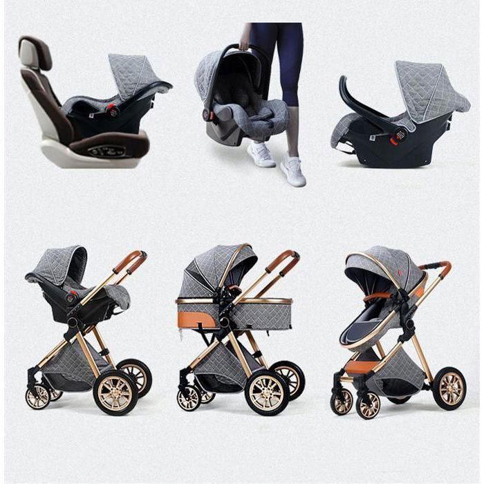 3-in-1 Baby Stroller Combined Car Seat Bassinet Trio Reversible Adjustable High Quality Puncture-Proof Wheels. Black
