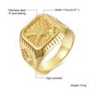 Punk Ethnic Red Stone Ring for Men,Gold Plated Stainless Steel Signet Ring,Square Round Ring Jewelry Gift