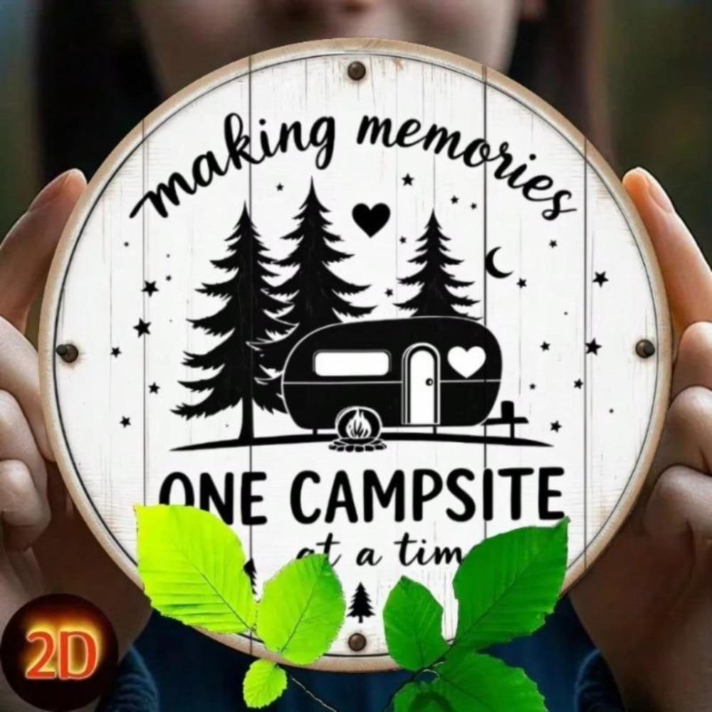 Segno Metallico Divertente a Forma di Camper Vintage Decorazione Murale Design Rustico da Campeggio