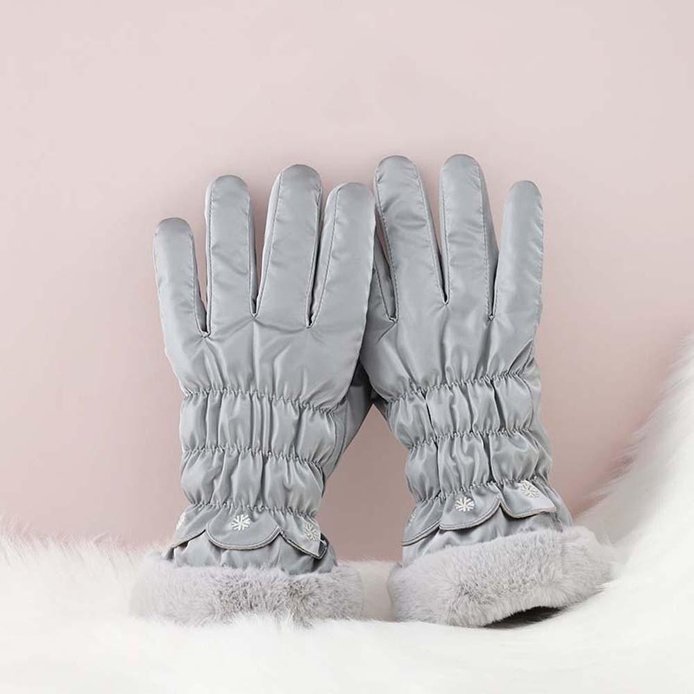 Down Cotton Satin Anti-cold Gloves Soft Finger Mittens Plush Thickened Gloves  Autumn