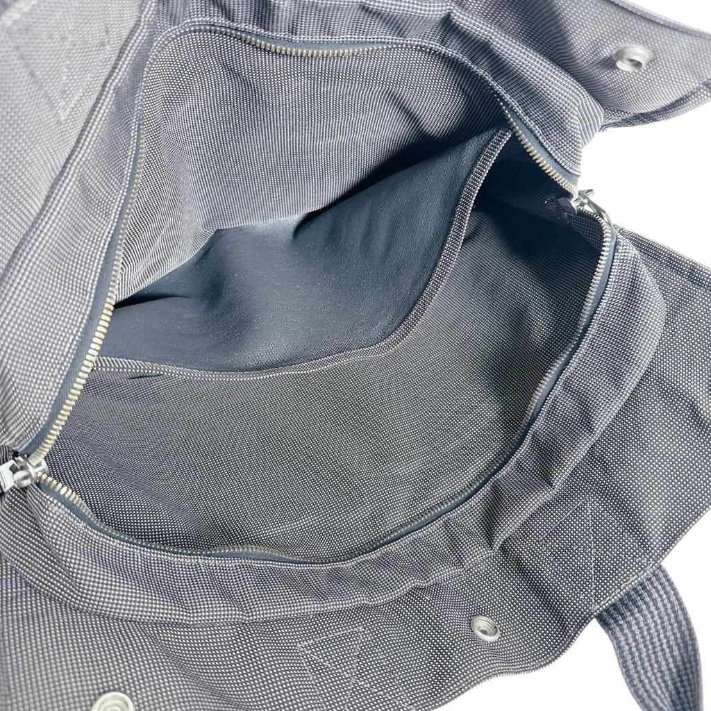 HERMES canvas Her LineMM Tote Bag cotton gray unisex Used