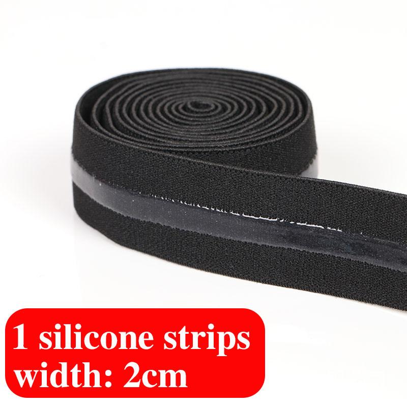 2/5Meters Black Elastic Bands Silicone Non-slip Bra Rubber Tape For Belt Garment Wave Ribbon DIY Clothes Sewing Accessories