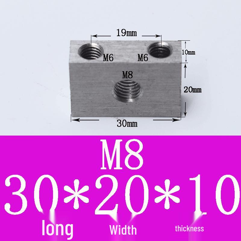 304 Stainless Steel Multi-hole Rectangular Nut for Aluminum Profiles, Square Double Hole, Available In Sizes M4, M5, M6