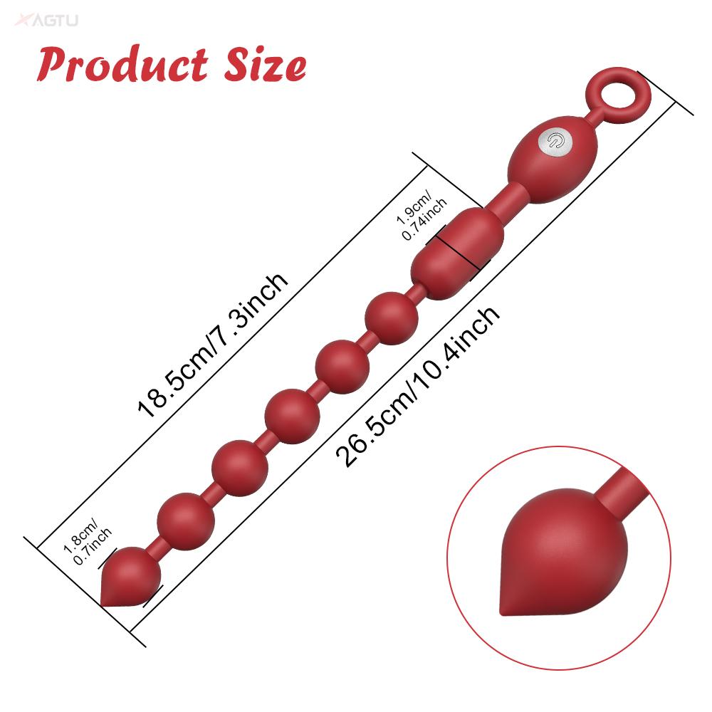 Flexible Vibrating Anal Beads Butt Plug Silicone 9 Vibration Modes Anal Sex Toys Waterproof Bullet Vibrator for Men Women Couple