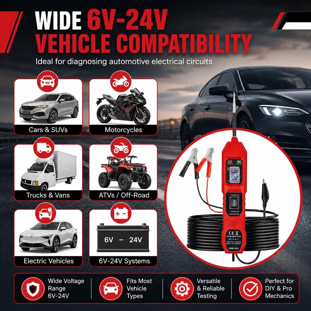 A Circuit Tester Car Circuit Tester with Voltage Display LED Light and a Car Power Circuit Probe Kit. Code Readers 4