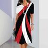 Summer Striped Graphic Women Fashion Mini Dresses Short Sleeve Comfort Street 3d Printed Ladies Dress  Casual Dress