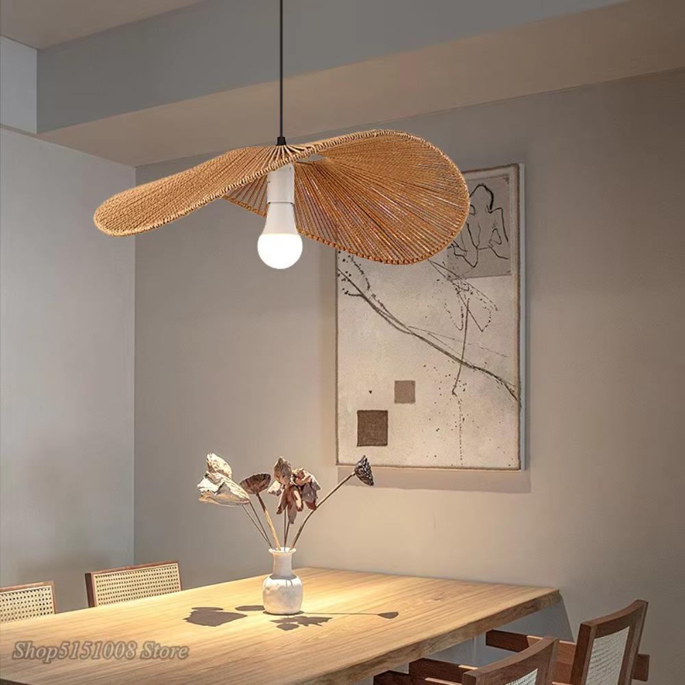 JOYINLED Modern Paper Chandelier Rattan Pendant Lighting 40CM Adjustable Height Hanging Lighting Fixture for Kitchen Hallway