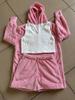 Conjunto de Pijama de Felpa de Invierno para Mujer, Estilo Europeo y Americano, 3 Piezas: Top Corto de Manga Larga, Chaleco y Shorts