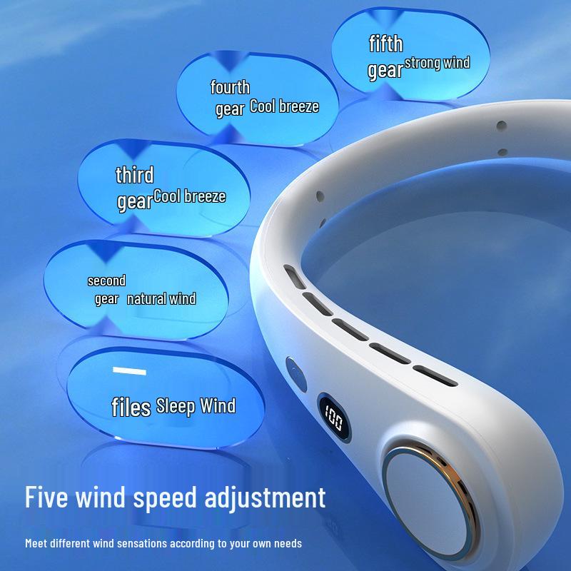 Portable Neck-Hanging Leafless Cooling Fan - USB Rechargeable, Lightweight and Hands-Free for Outdoor Use