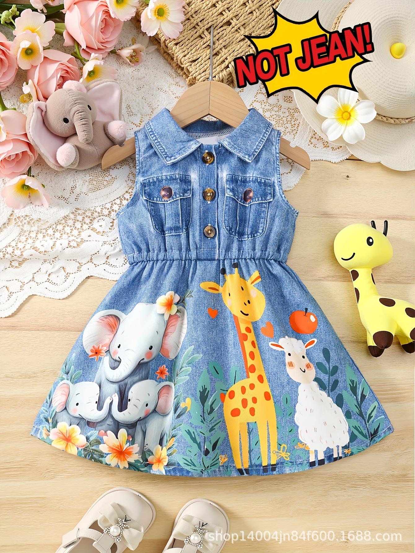 

Girls Fashionable Dress For Summer, Children s Sleeveless Animal Print Dress 9-12M