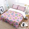 Cartoon owls pink background Pattern Duvet Cover Set Digital Print Colorful Polyester Bedding with Zipper Closur for kids gift