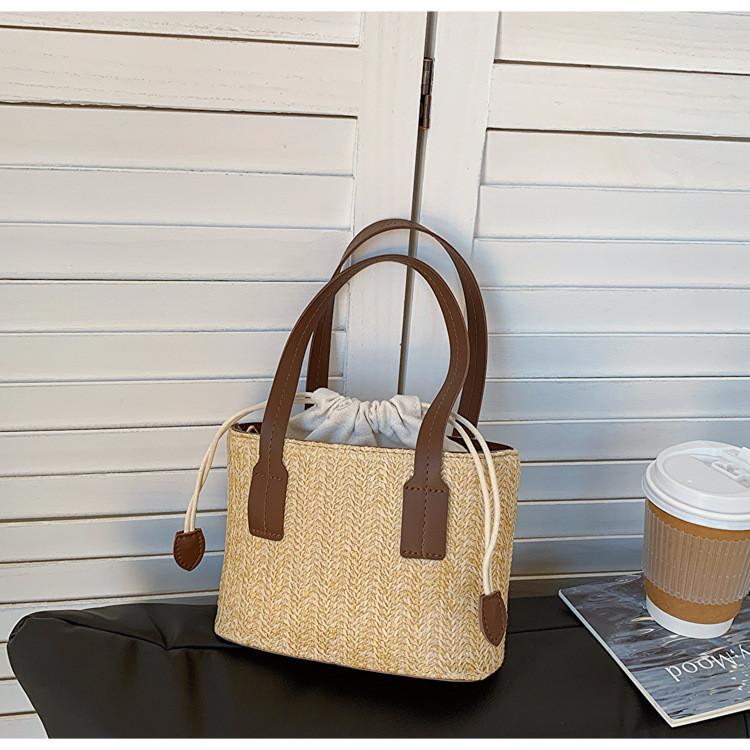 Summer Korean Woven Handbag With Pu Material For Casual Vacation Women