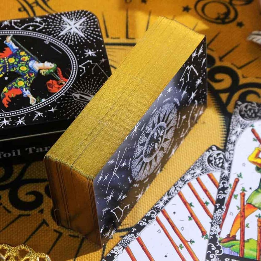 12x7 cm Železo Klasická Začiatočnícka Tarotová Balíček Kartových Hier 78 Ks Tarotových Kárt Založené na Systéme Rider Waite Pozlátené Hrany