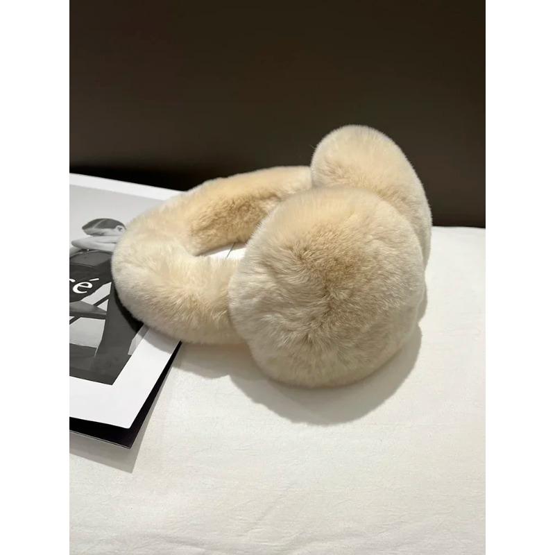 Echte Rexkaninchenfell-Ohrenschützer für Damen Winter-Ohrenwärmer Weiche Warme Fellige Ohrenschützer für Kaltes Wetter