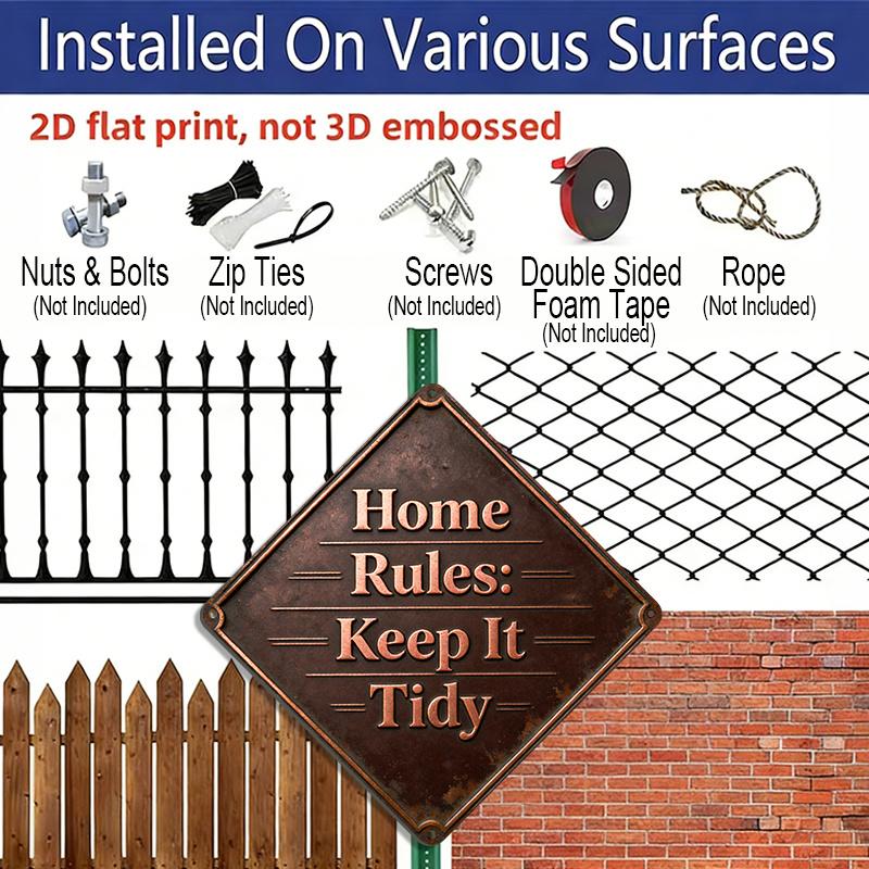 2D Flat, 1pc Vintage Metal Wall-Mounted Home Organization Sign - Retro Aluminum Housewarming Gift Suitable for Kitchen, Laundry Room & Mother' Day