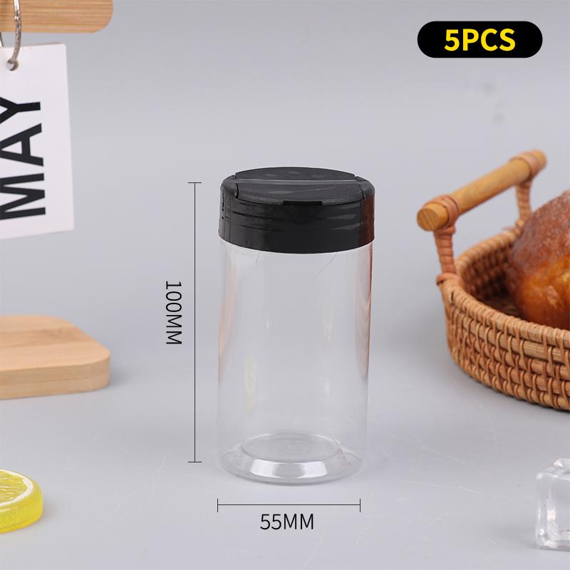 5/6 Pcs Durable Plastic Seasoning Jar, Portable Salt Cellar, Empty Pepper Shaker, Double Flip-Top Transparent Seasoning Jar