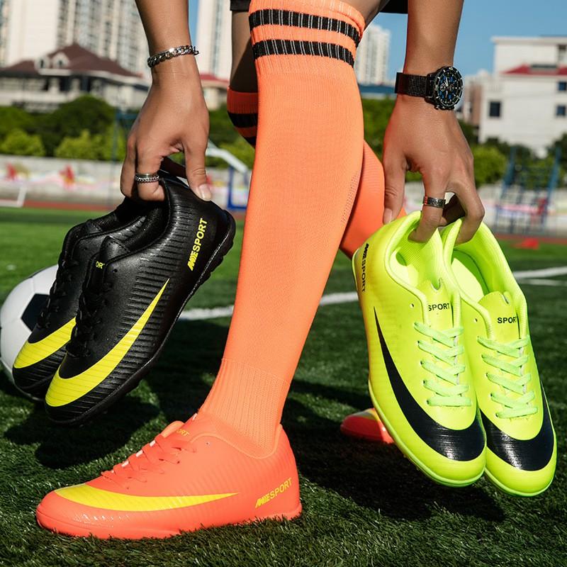 Mens Womens Youth Football Cleats Low-Cut Synthetic Leather Breathable Non-Slip Training Match Shoes Artificial Turf